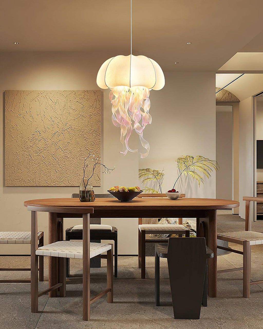Jellyfish Pendant Light with Iridescent Ribbons