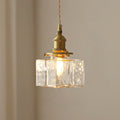 Ovely Vintage Glass Brass Hammered Pendant Light