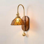 Wall Lamp Metal and Glass Smooth Globe with Wooden Backplate