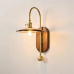 Wall Lamp Metal and Glass Smooth Globe with Wooden Backplate