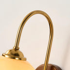 Wall Lamp Metal and Glass Smooth Globe with Wooden Backplate