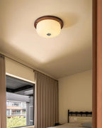 Ceiling Light Glass Flush Mount Modern Minimalist Walnut Brown