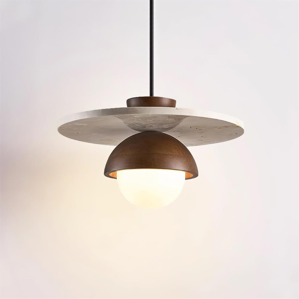 Ritta Pendant Light Glass Globe Travertine