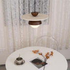 Pendant Lamp Glass Globe Travertine Disc Walnut Wood Natural