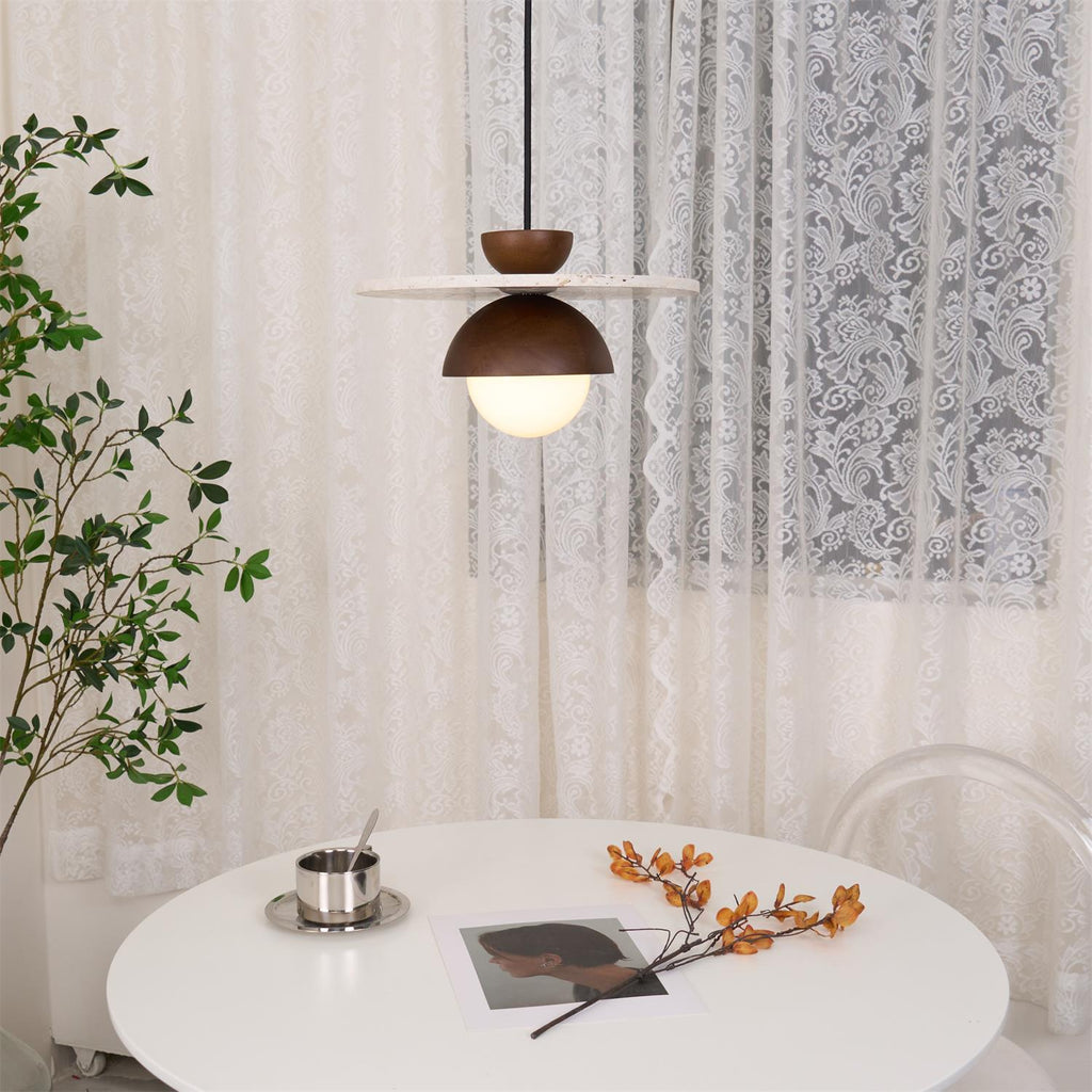 Ritta Pendant Light Glass Globe Travertine