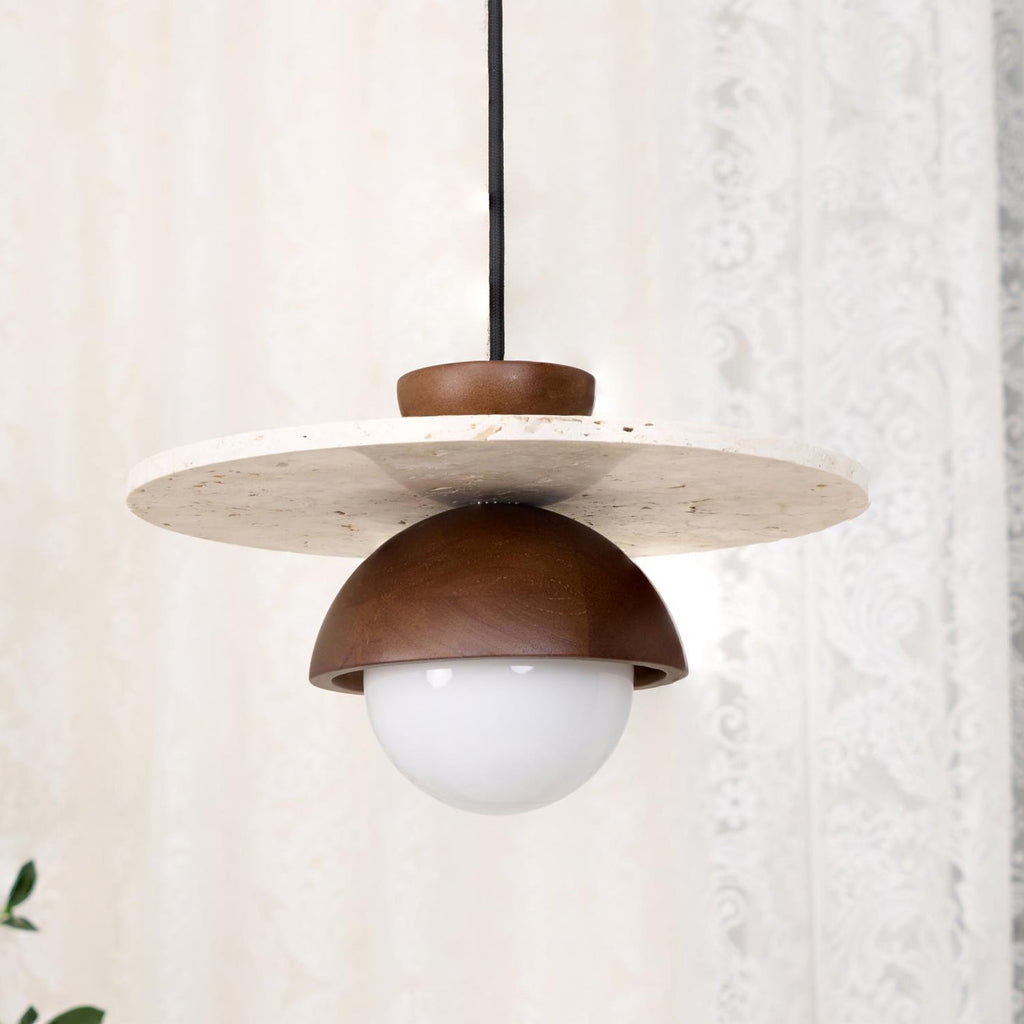 Ritta Pendant Light Glass Globe Travertine