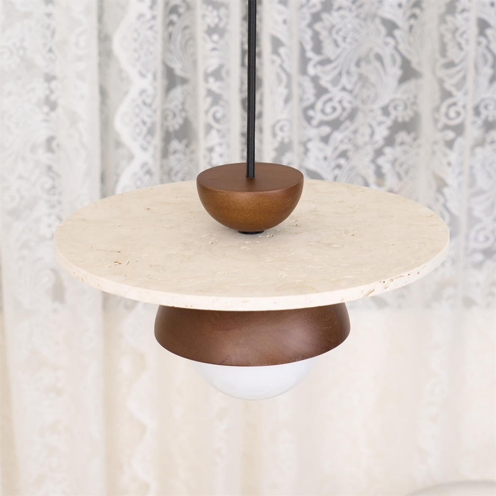 Ritta Pendant Light Glass Globe Travertine