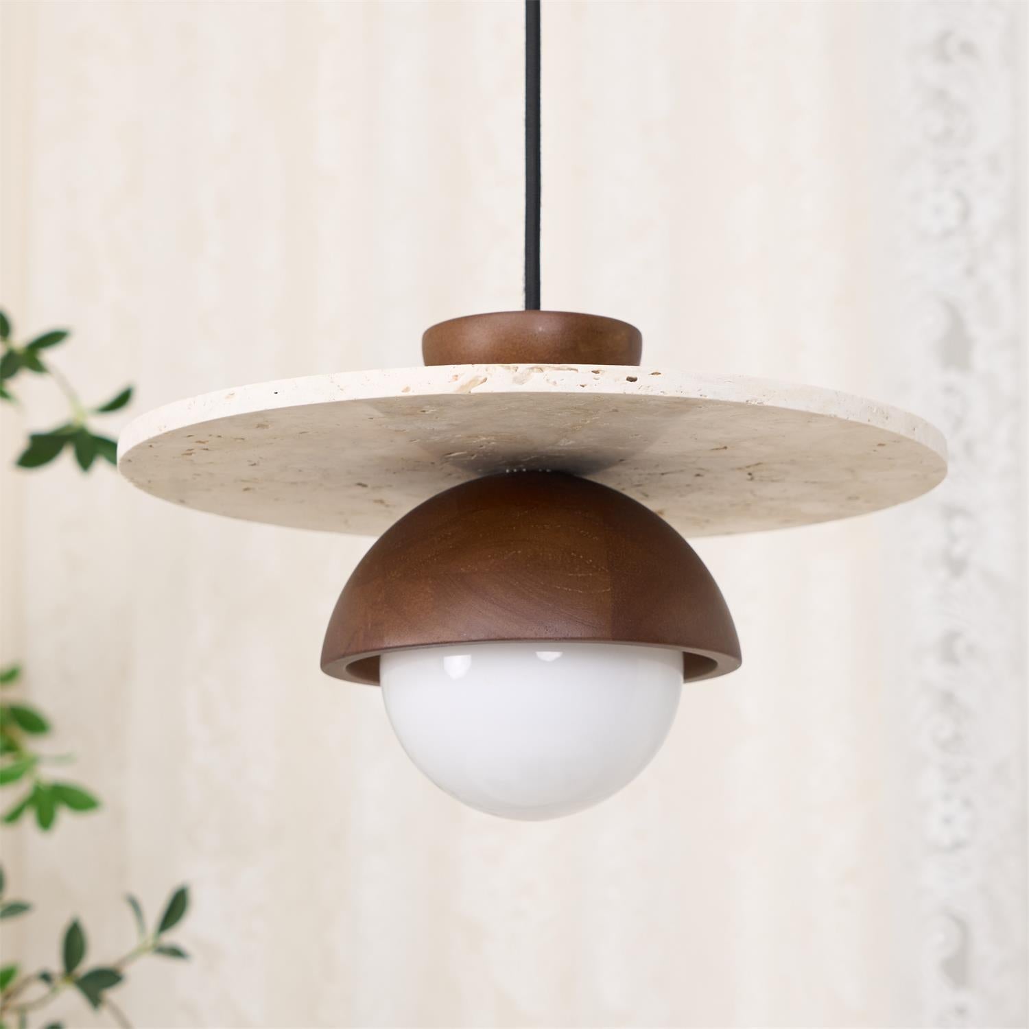 Ritta Pendant Light Glass Globe Travertine