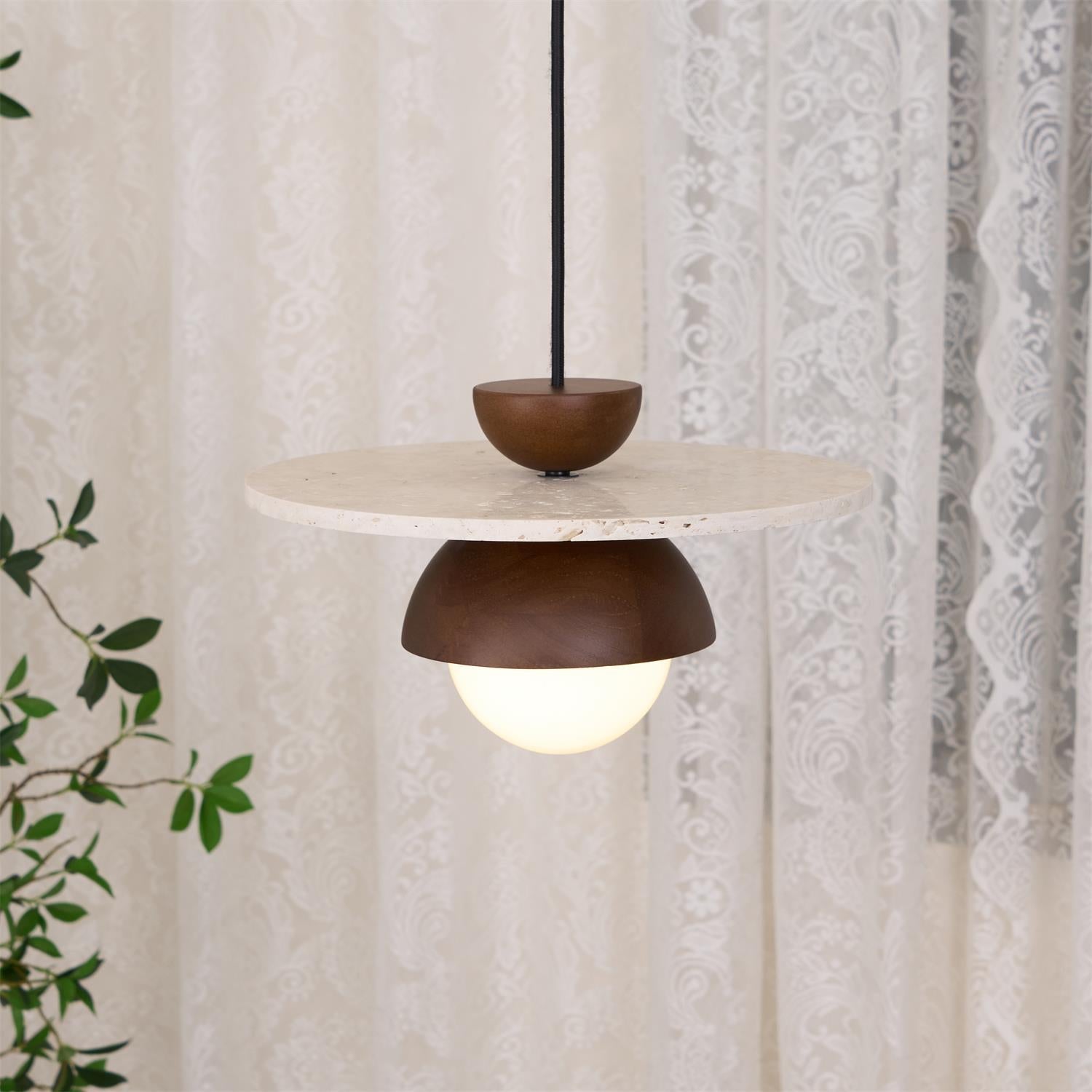 Ritta Pendant Light Glass Globe Travertine