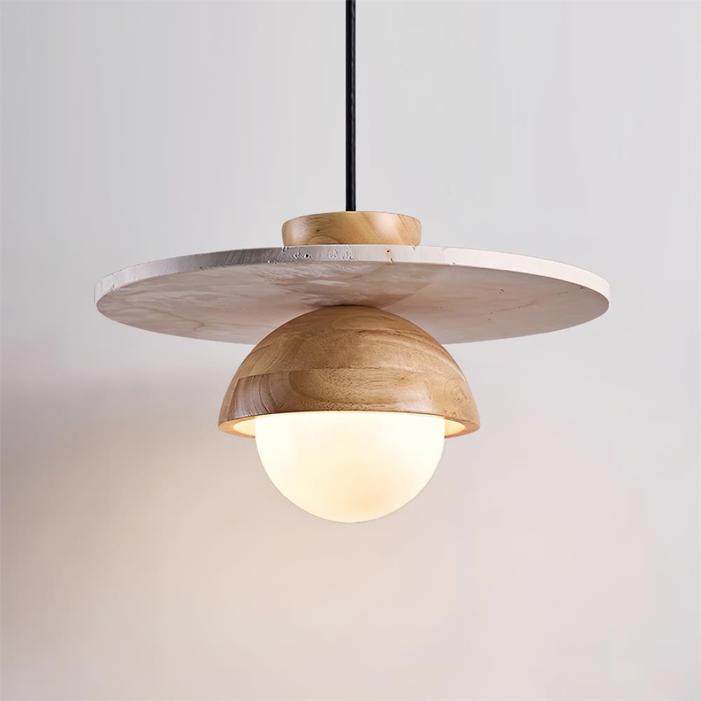 Ritta Pendant Light Glass Globe Travertine
