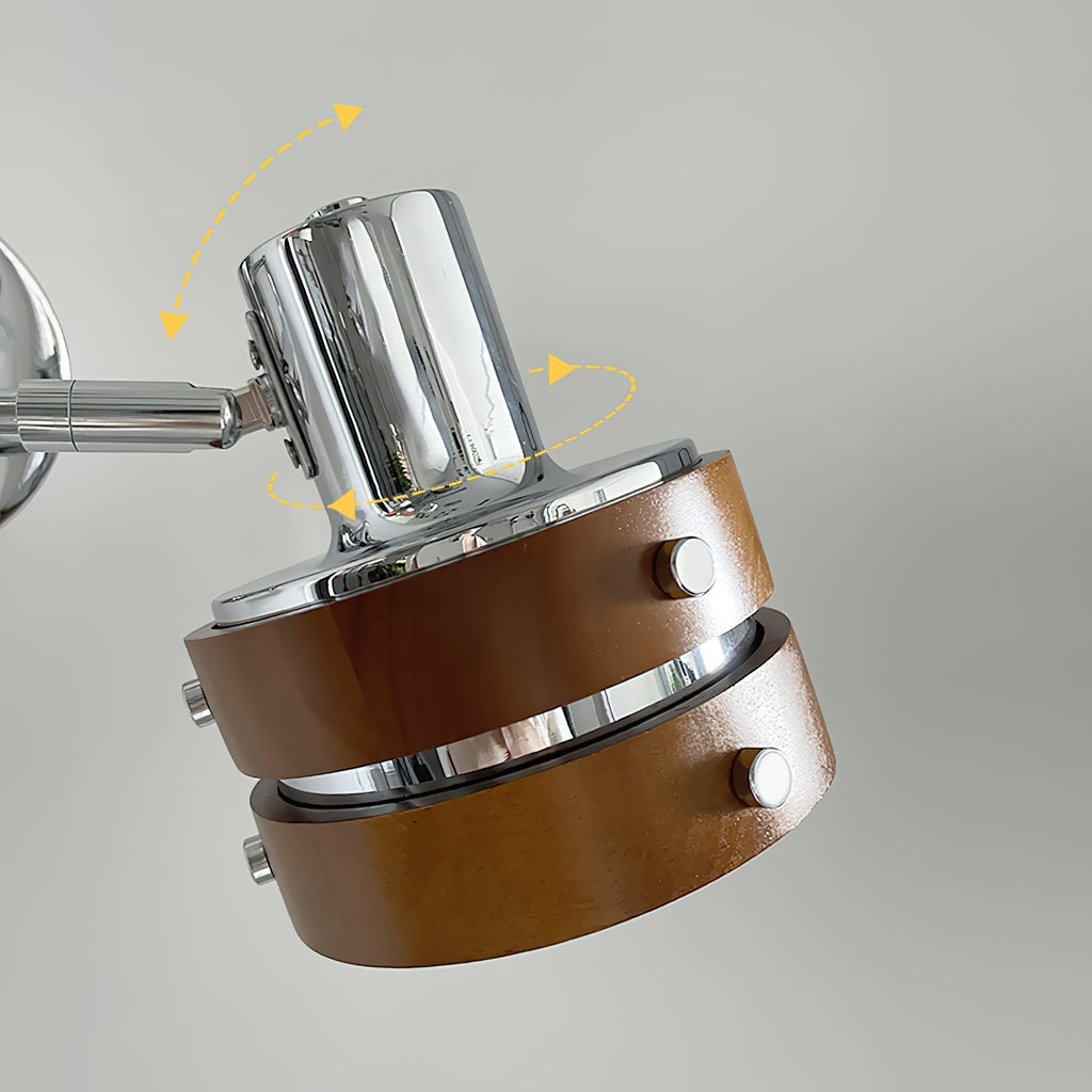 Wall Lamp Metal & Wood Barrel Shade Adjustable Mid-Century