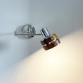 Wall Lamp Metal & Wood Barrel Shade Adjustable Mid-Century