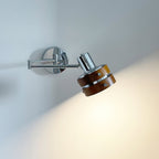 Wall Lamp Metal & Wood Barrel Shade Adjustable Mid-Century