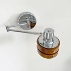 Wall Lamp Metal & Wood Barrel Shade Adjustable Mid-Century