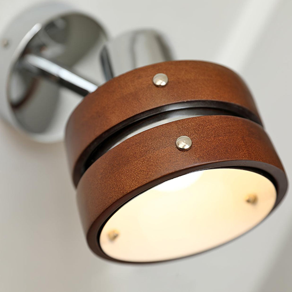 Wall Lamp Metal & Wood Barrel Shade Adjustable Warm Glow