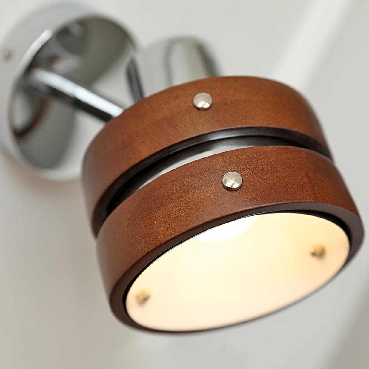 Wall Lamp Metal & Wood Barrel Shade Adjustable Warm Glow