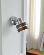 Wall Lamp Metal & Wood Barrel Shade Adjustable Warm Glow