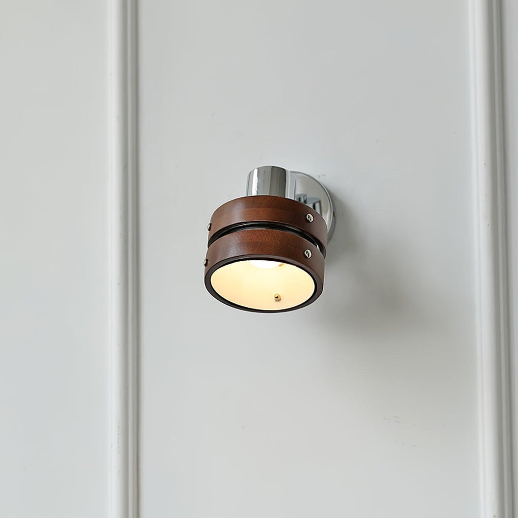 Wall Lamp Metal & Wood Barrel Shade Adjustable Warm Glow
