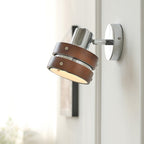 Wall Lamp Metal & Wood Barrel Shade Adjustable Warm Glow
