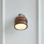 Wall Lamp Metal & Wood Barrel Shade Adjustable Warm Glow