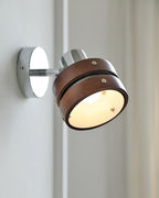 Wall Lamp Metal & Wood Barrel Shade Adjustable Warm Glow