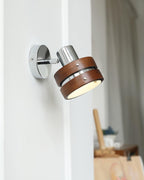 Wall Lamp Metal & Wood Barrel Shade Adjustable Warm Glow