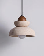 Pendant Lamp Travertine Shade Wood Modern Nordic Beige Walnut