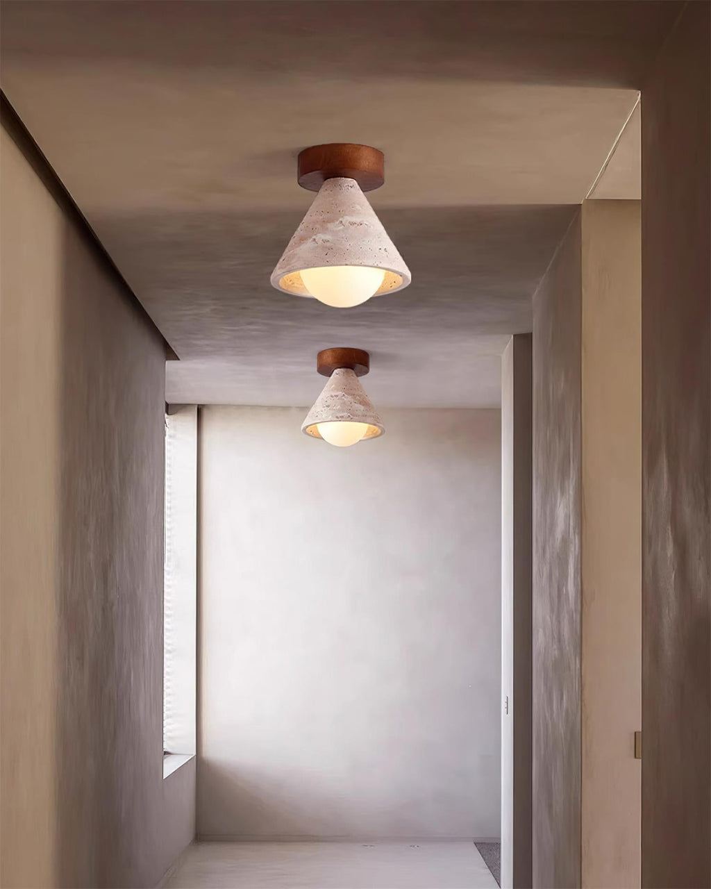 Hudon Travertine Cone Flush Mount Ceiling Light