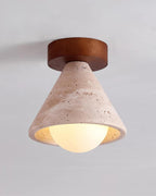 Hudon Travertine Cone Flush Mount Ceiling Light