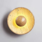 Gionne Wood & Travertine Wall Lamp