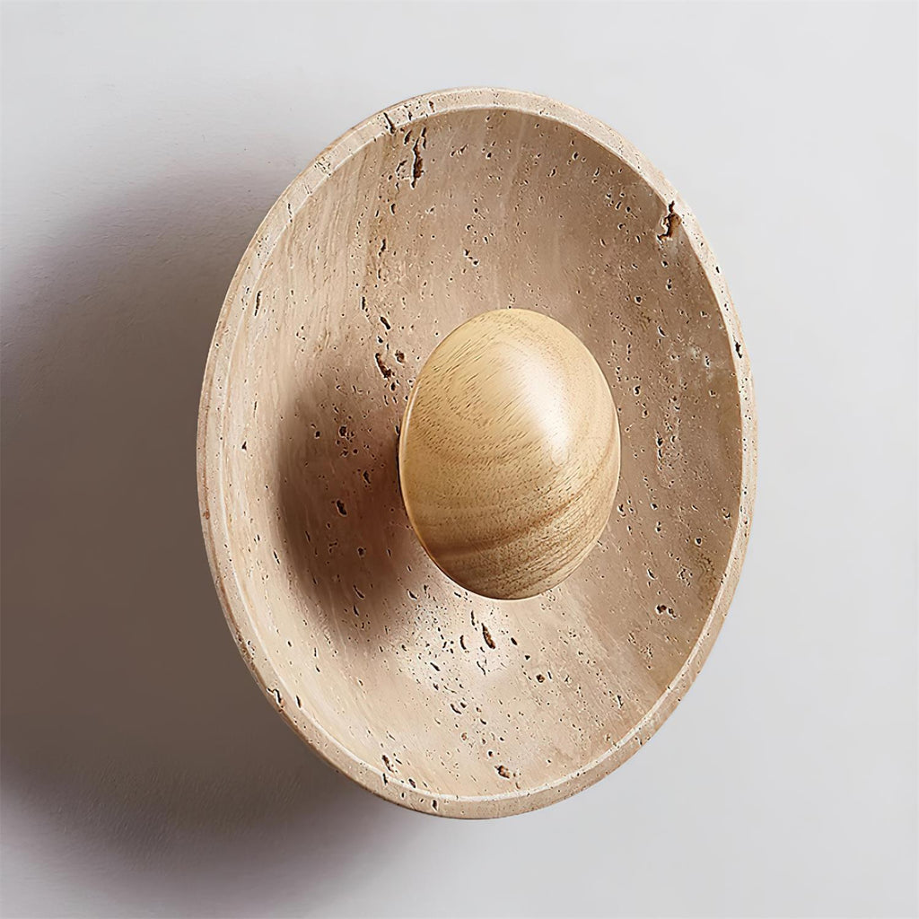 Gionne Wood & Travertine Wall Lamp