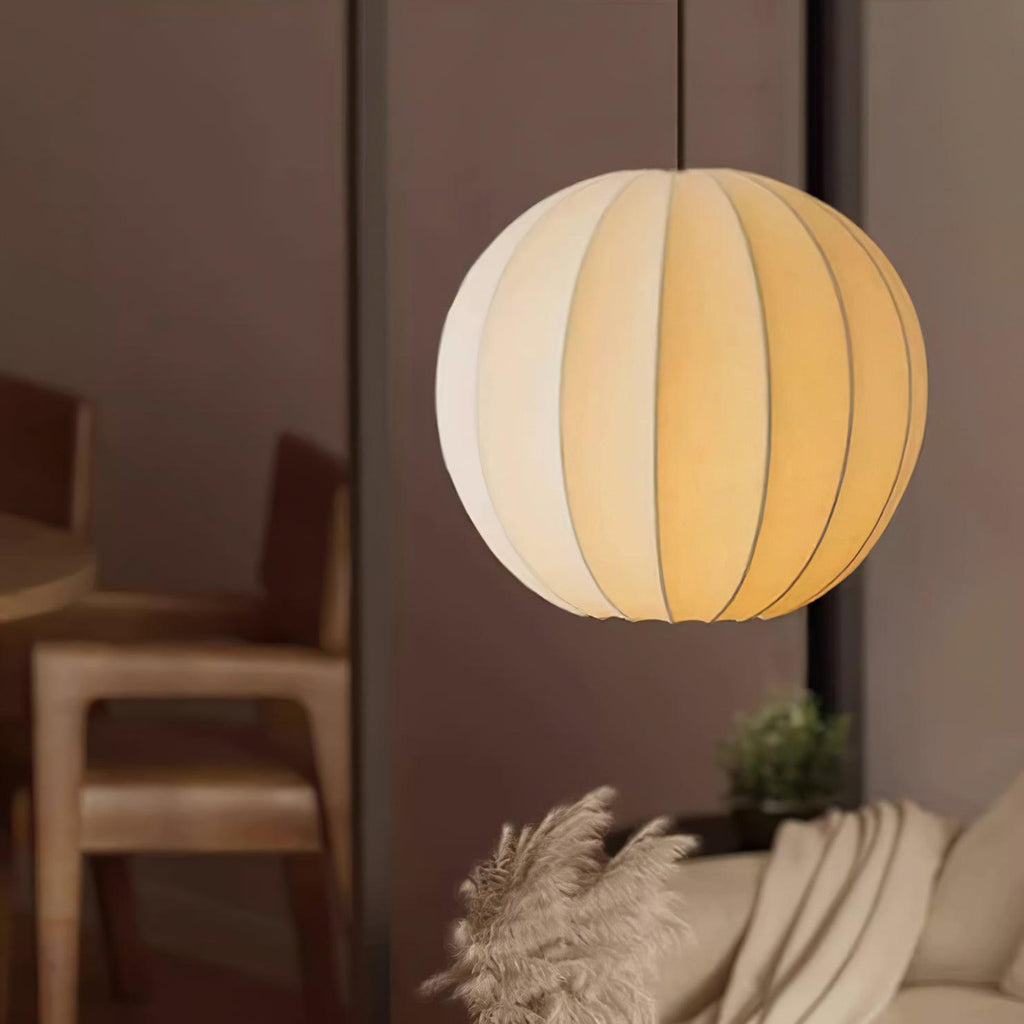Pendant Light Silk Ribbed Globe Modern Minimalist Ambient Dining