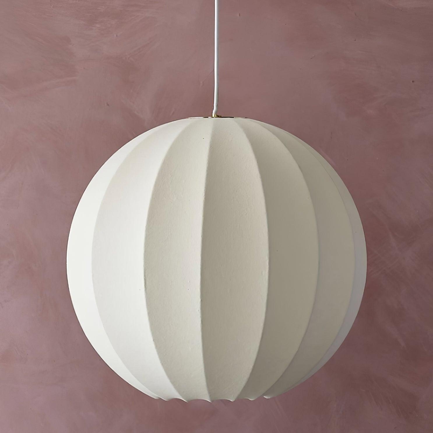 Pendant Light Silk Ribbed Globe Modern Minimalist Ambient Dining