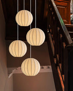 Pendant Light Silk Ribbed Globe Modern Minimalist Ambient Dining