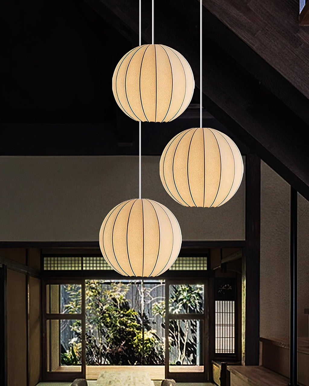 Pendant Light Silk Ribbed Globe Modern Minimalist Ambient Dining