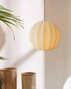 Pendant Light Silk Ribbed Globe Modern Minimalist Ambient Dining