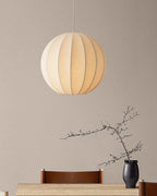 Pendant Light Silk Ribbed Globe Modern Minimalist Ambient Dining