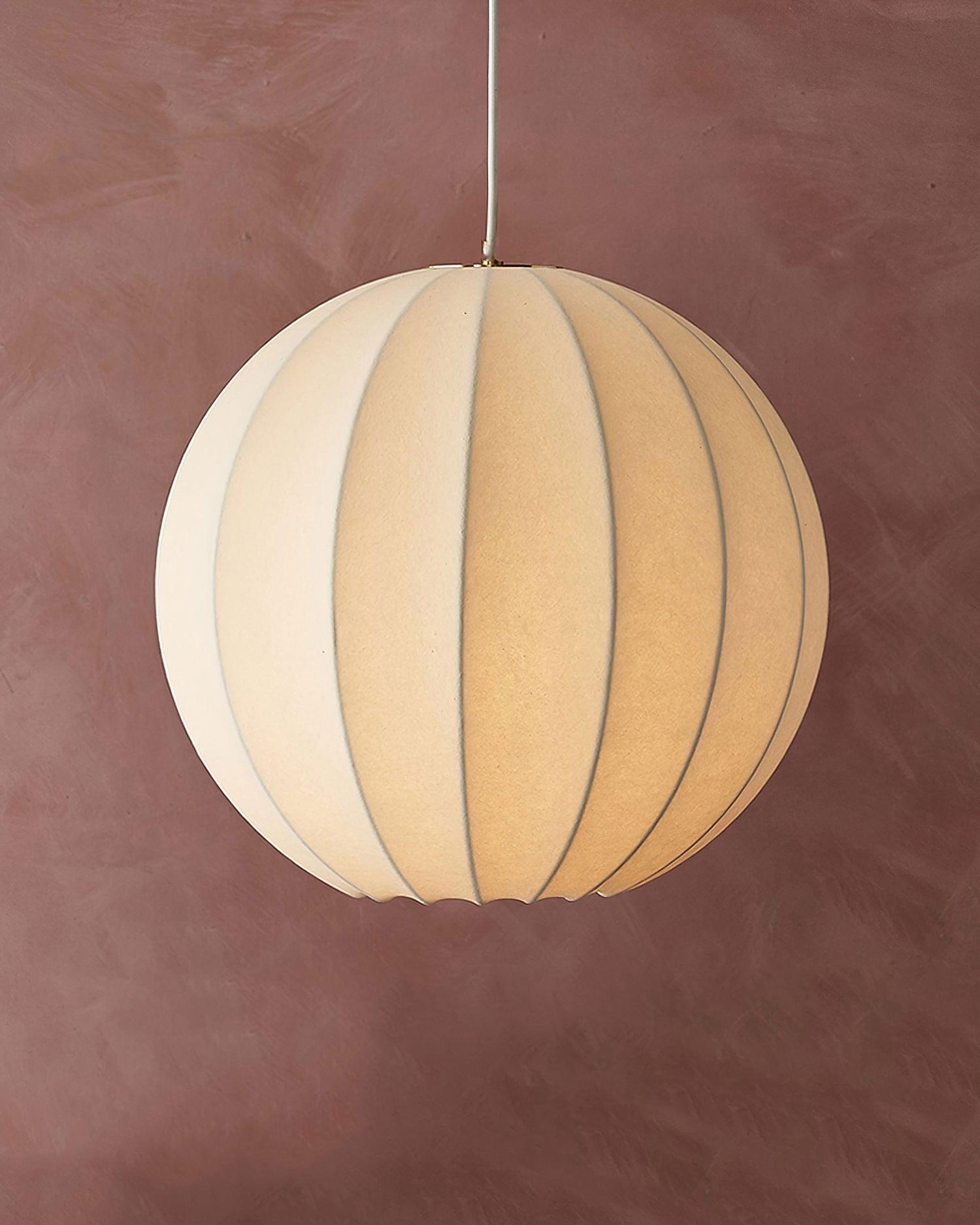 Pendant Light Silk Ribbed Globe Modern Minimalist Ambient Dining