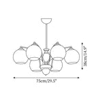 Chandelier Glass Shades Metal Frame Wood Accents Mid-Century Calm