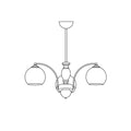 Chandelier Glass Shades Metal Frame Wood Accents Mid-Century Calm