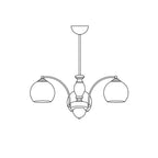 Chandelier Glass Shades Metal Frame Wood Accents Mid-Century Calm