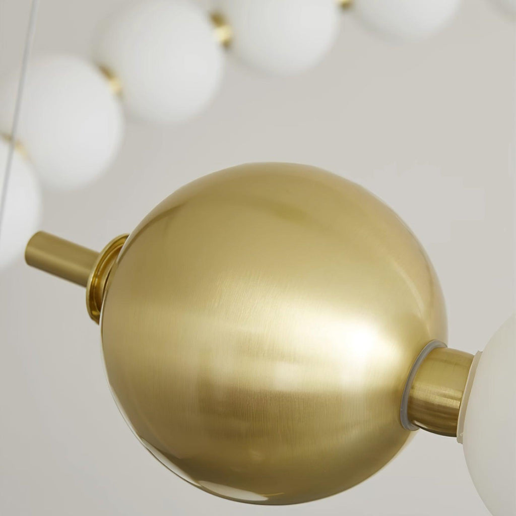 Chandelier Brass Ring Spheres Modern Minimalist