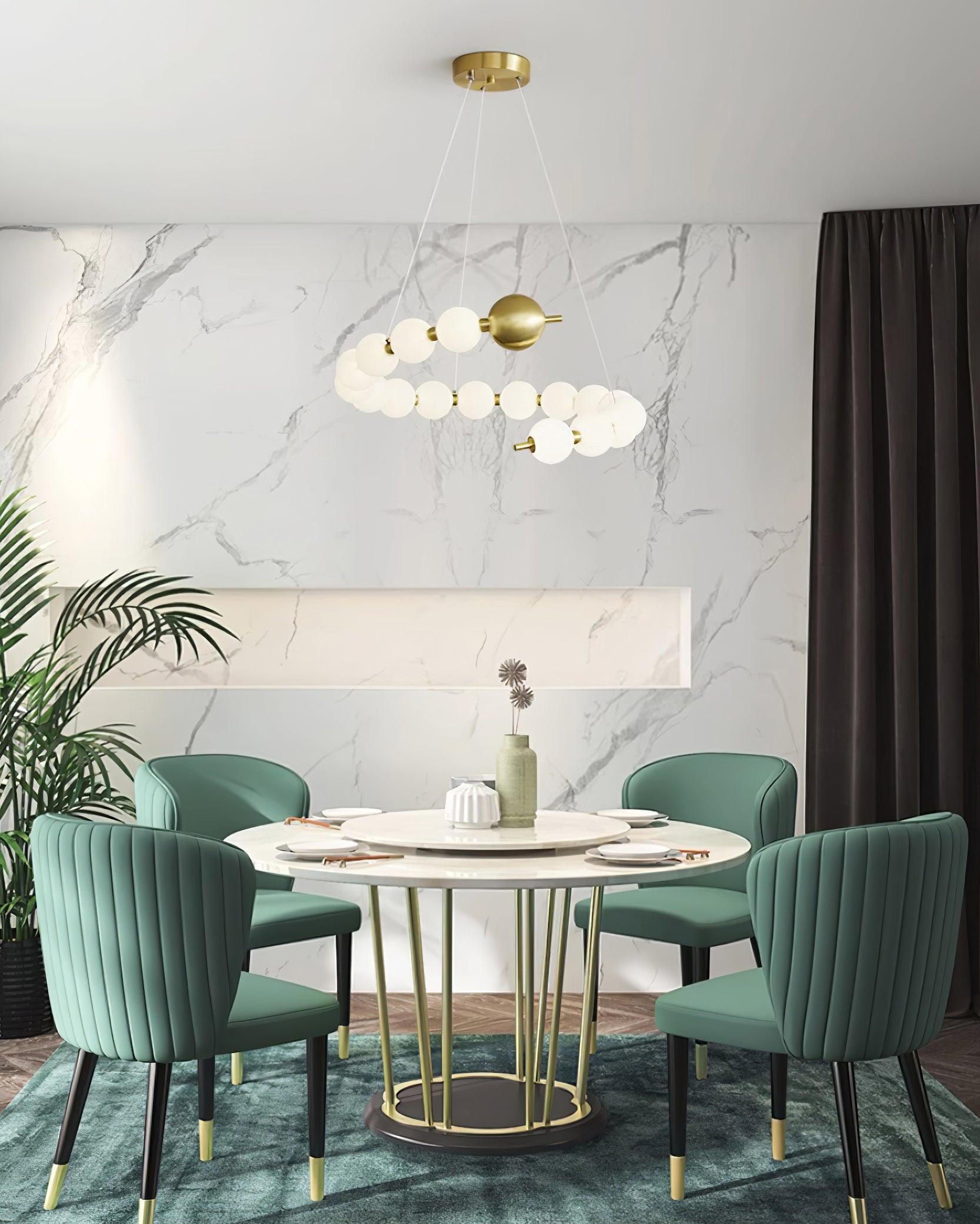 Chandelier Brass Ring Spheres Modern Minimalist