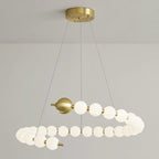 Chandelier Brass Ring Spheres Modern Minimalist