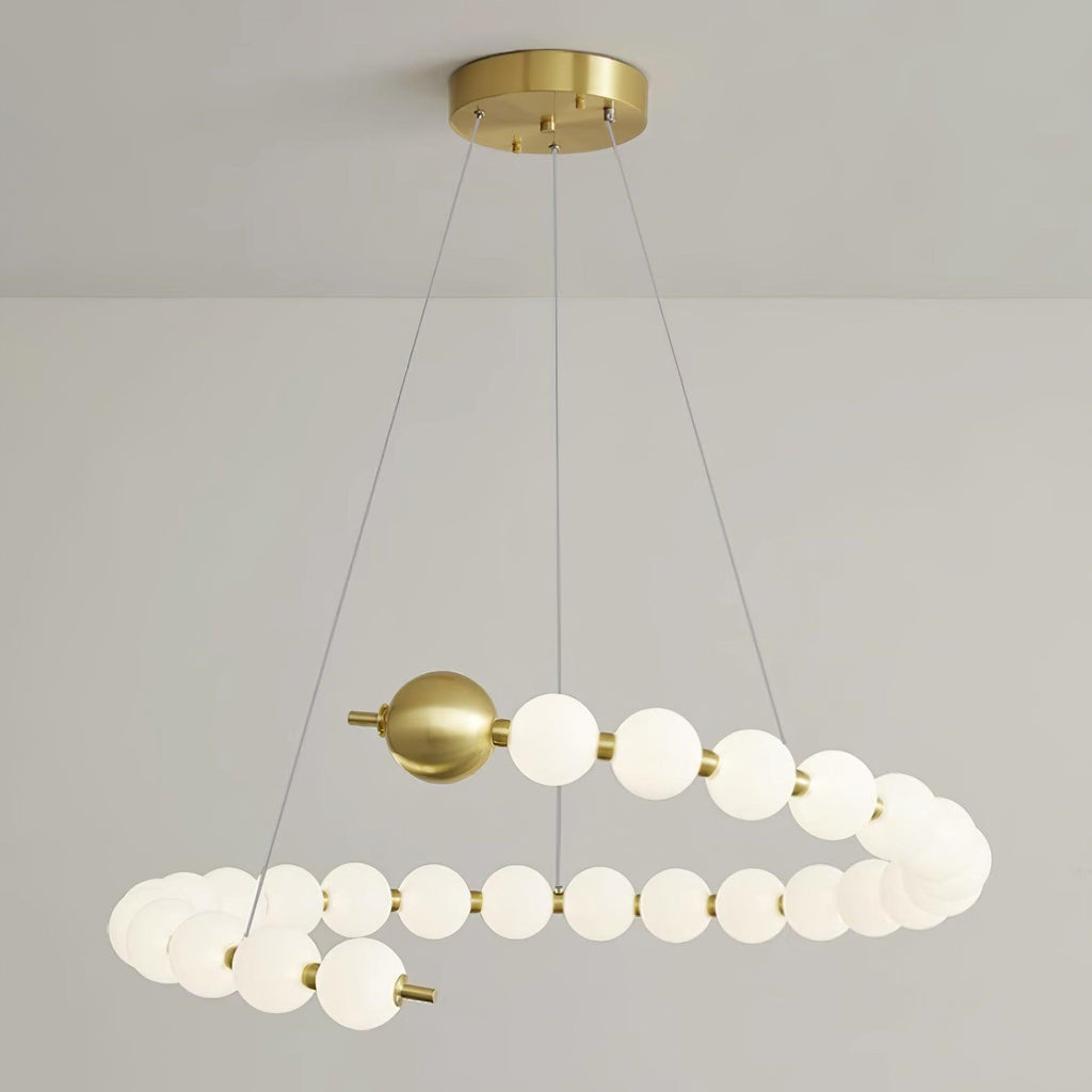 Chandelier Brass Ring Spheres Modern Minimalist