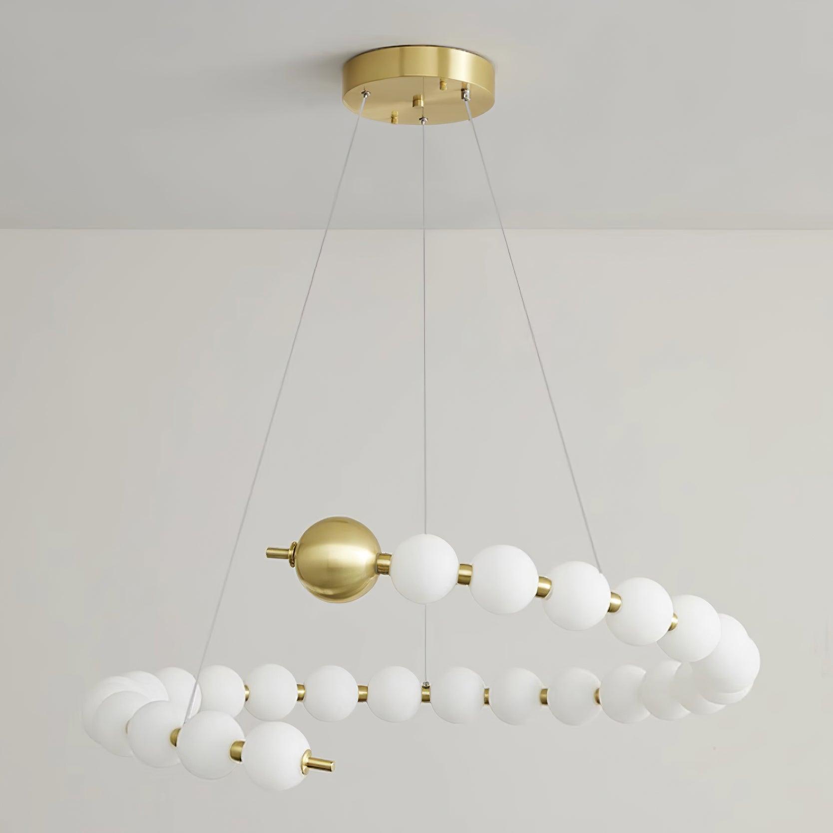 Chandelier Brass Ring Spheres Modern Minimalist