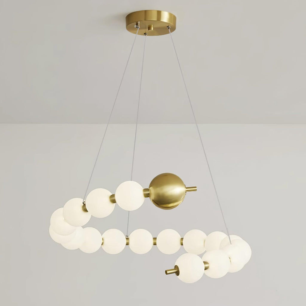 Chandelier Brass Ring Spheres Modern Minimalist
