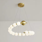 Chandelier Brass Ring Spheres Modern Minimalist