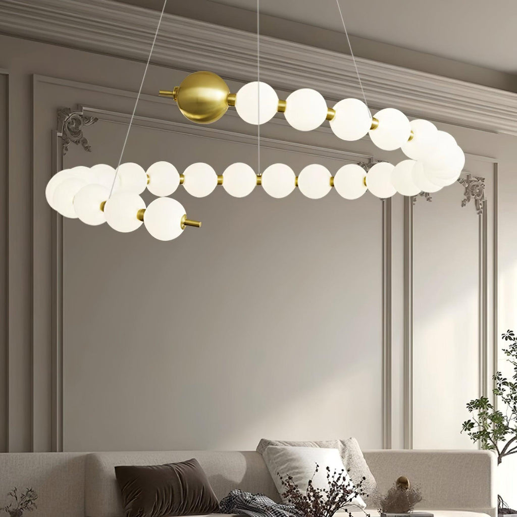 Chandelier Brass Ring Spheres Modern Minimalist