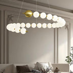Chandelier Brass Ring Spheres Modern Minimalist